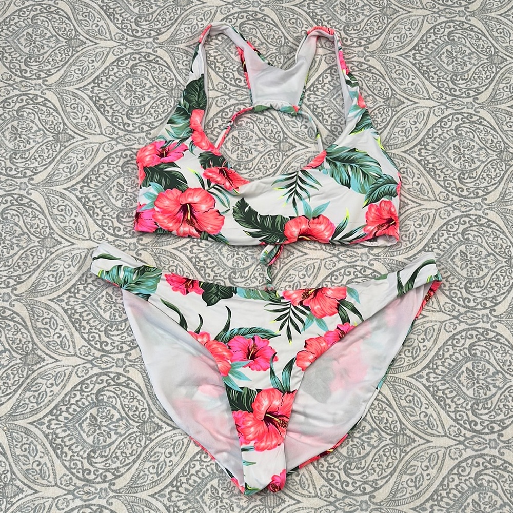 Ardene Floral Bikini - Pink and Green
